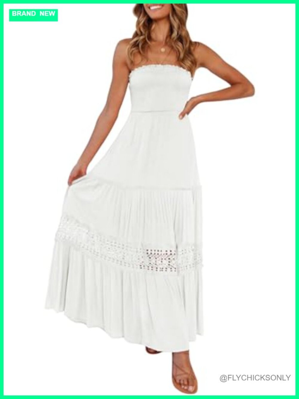 Strapless Boho Maxi Dress Backless Crochet Vacation Beachwear